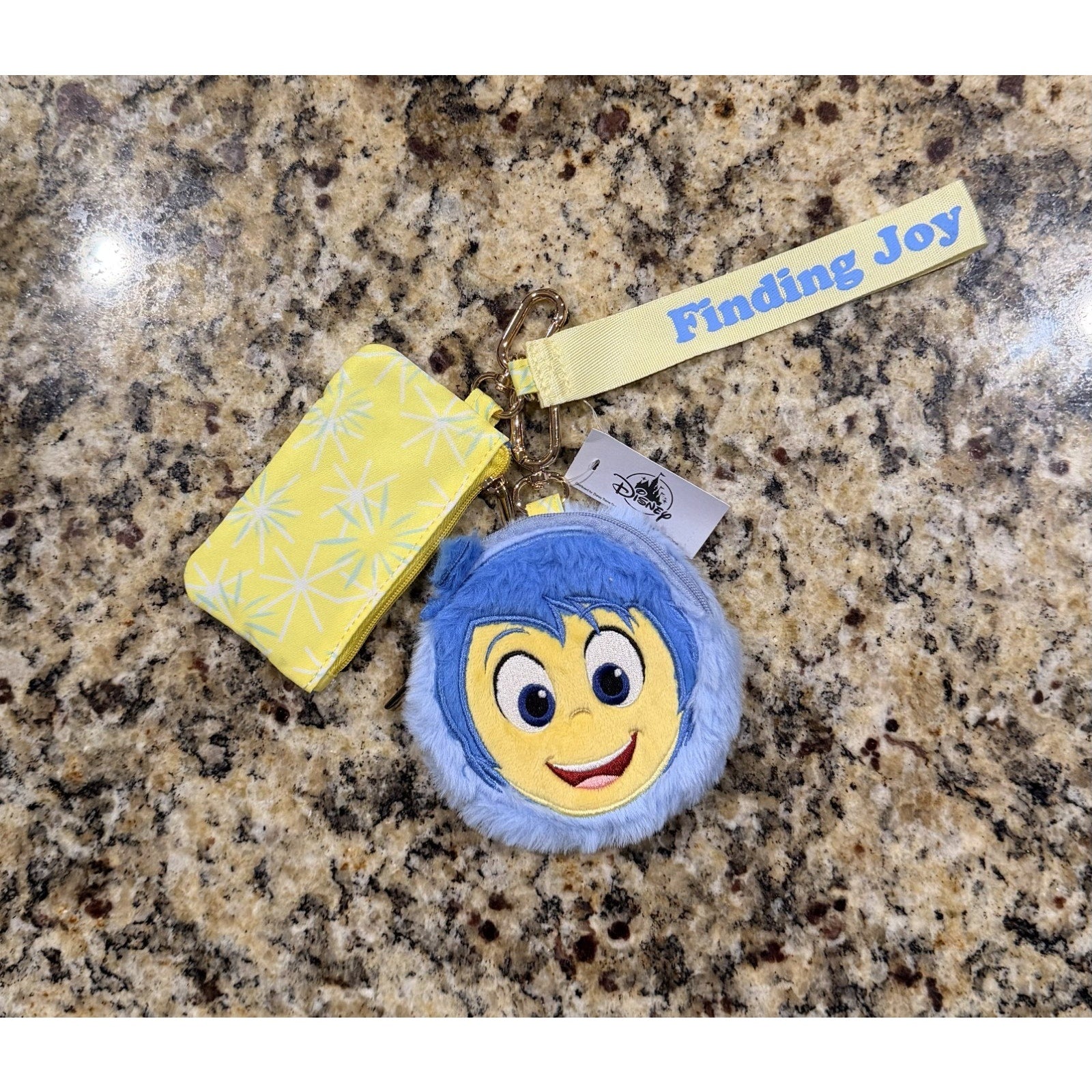 NWT 2025 Disney Parks Inside Out 2 Joy Dual Pouch Wristlet Wallet Bag Charm