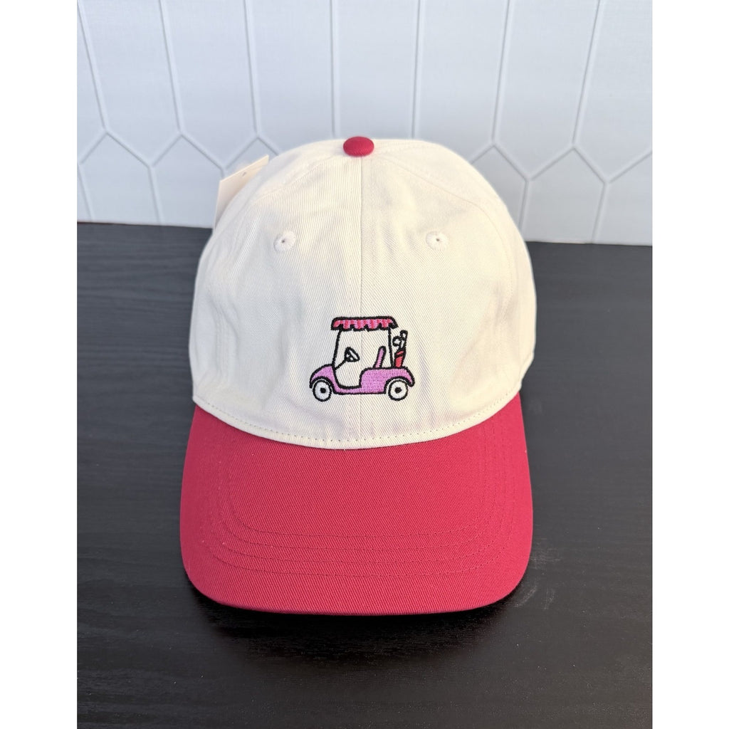 NEW Frasier Sterling "Golf Cart" Adjustable Baseball Cap - Cream/Red