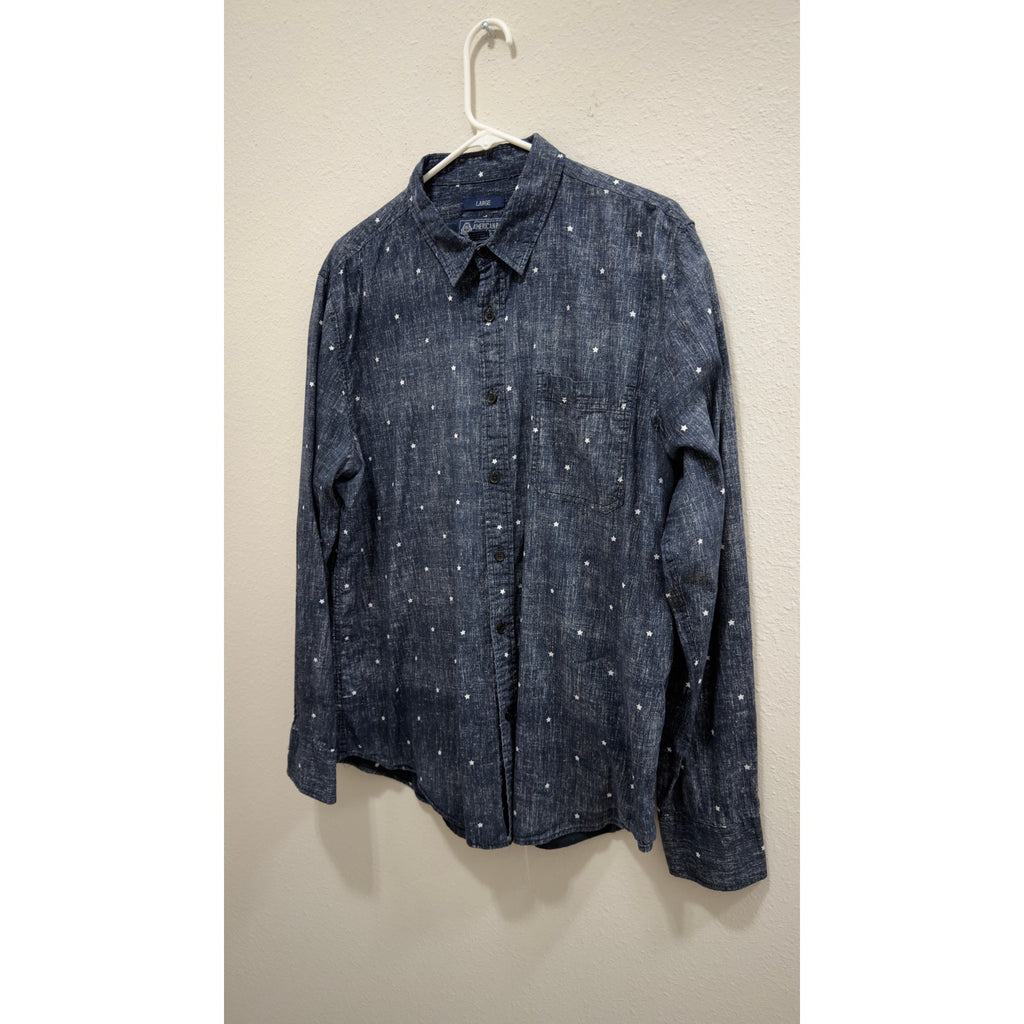 American Rag Mens Long Sleeve Button Down Shirt Star Print Large