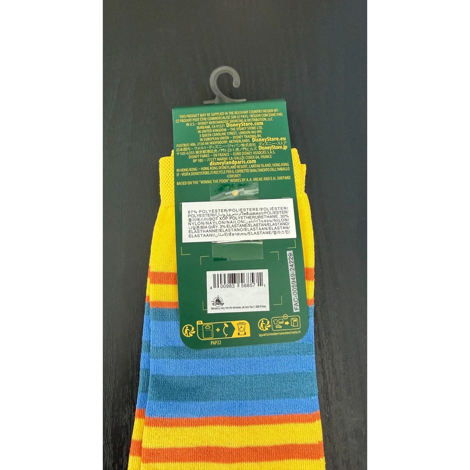 NEW Disney Winnie the Pooh Adult Striped Socks - One Size