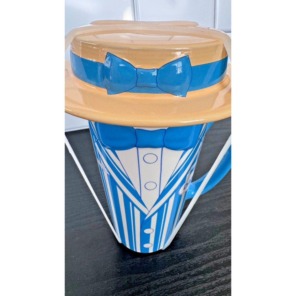 Disney Parks The Dapper Dans 18OZ Ceramic Coffee Mug W/Lid Blue White NEW
