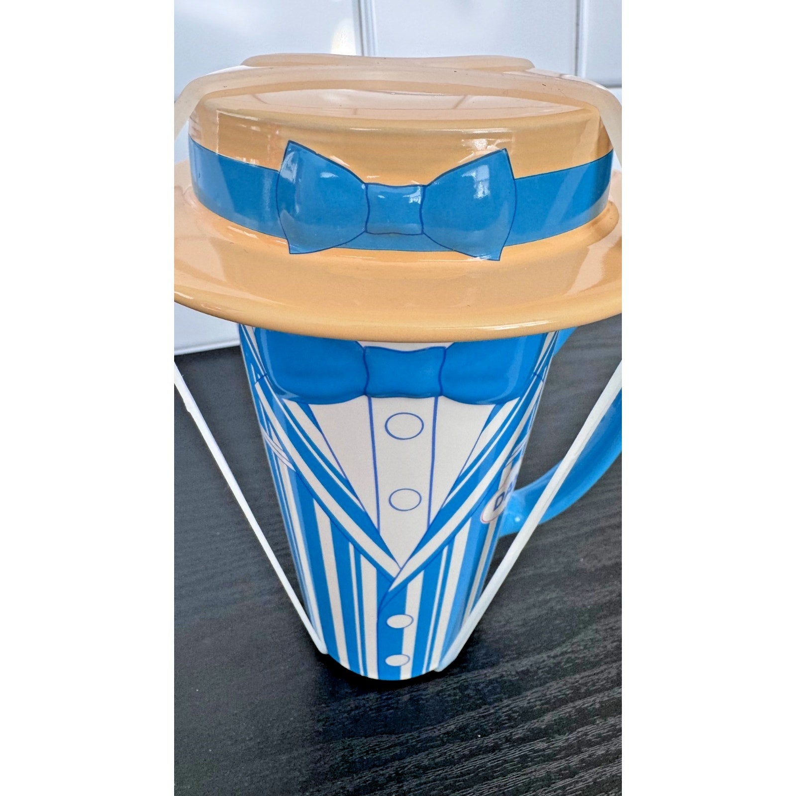 Disney Parks The Dapper Dans 18OZ Ceramic Coffee Mug W/Lid Blue White NEW