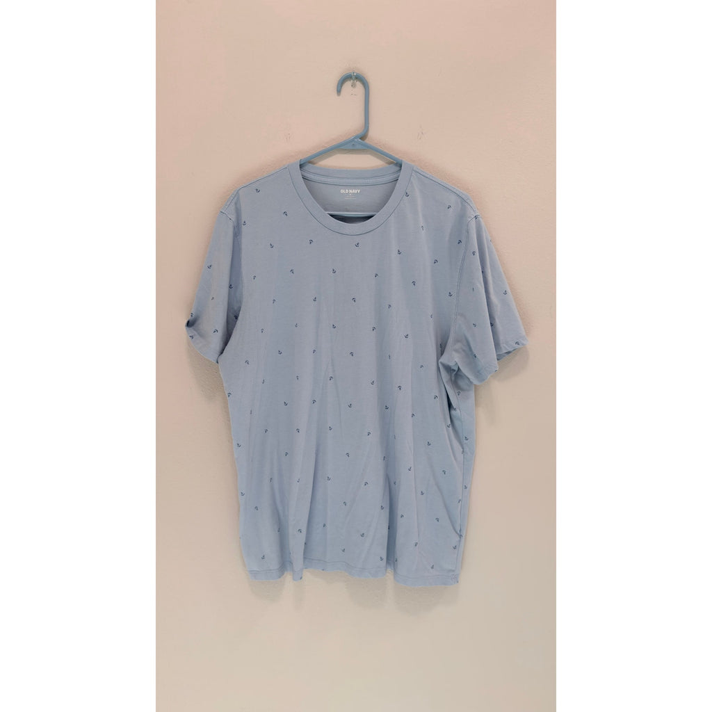 Old Navy Men's Soft-Washed Crew-Neck Tee – Anchor Print – Large – Preowned