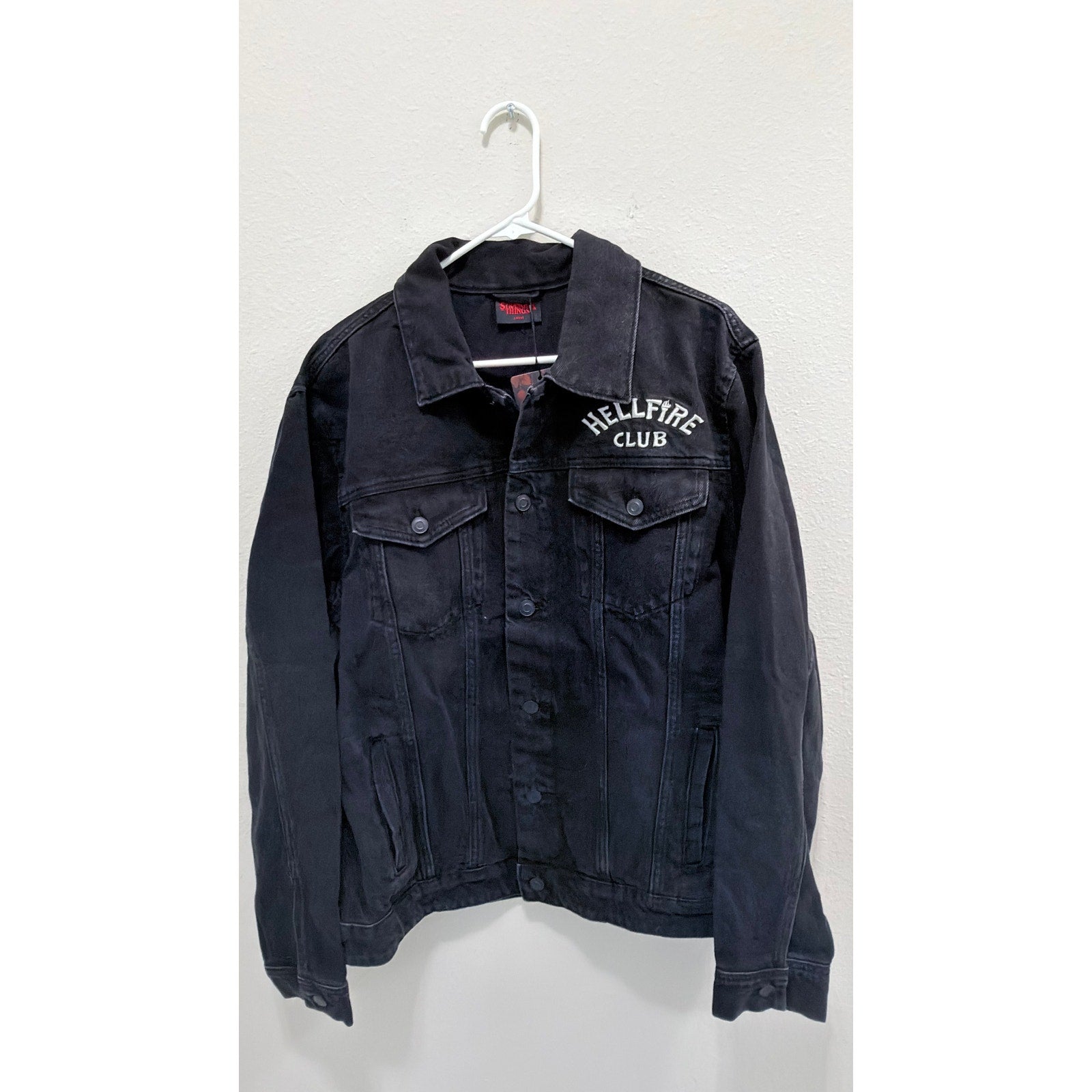 Primark Stranger Things Hellfire Club Embroidered Denim Jacket Unisex Large NEW