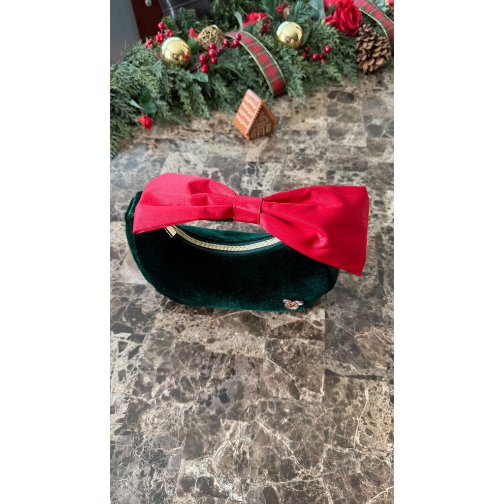 NEW Gingerbread Man Velvet Crossbody Purse - Red Bow