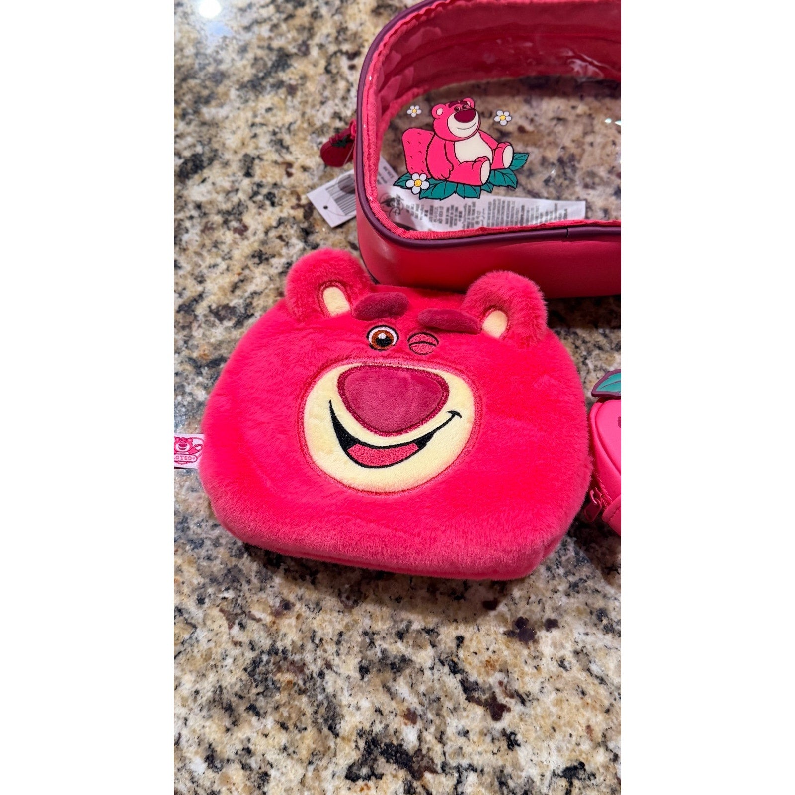 NEW Disney Parks Pixar Toy Story 3 Lotso 3-Piece Makeup Travel Cosmetic Bag