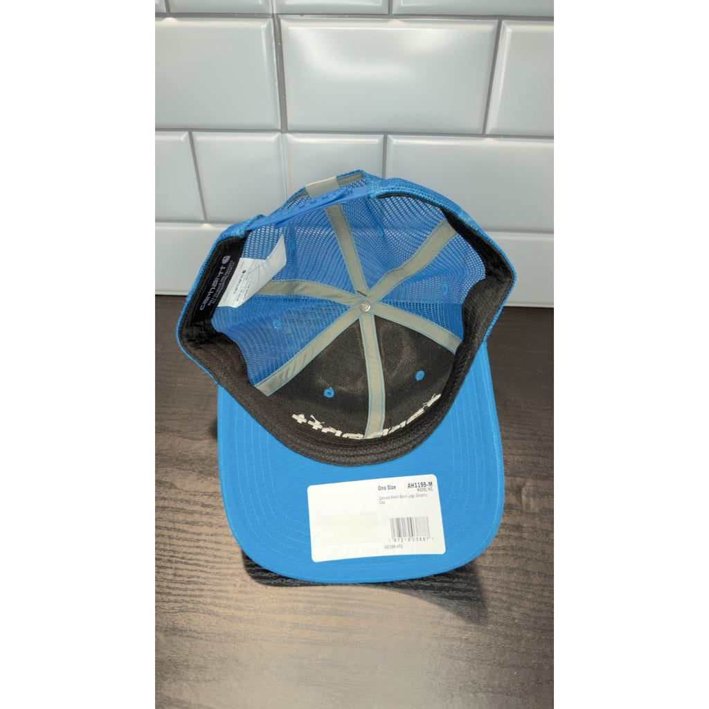 Carhartt Blue Lagoon Trucker Hat - Canvas & Mesh Logo Cap - NWT