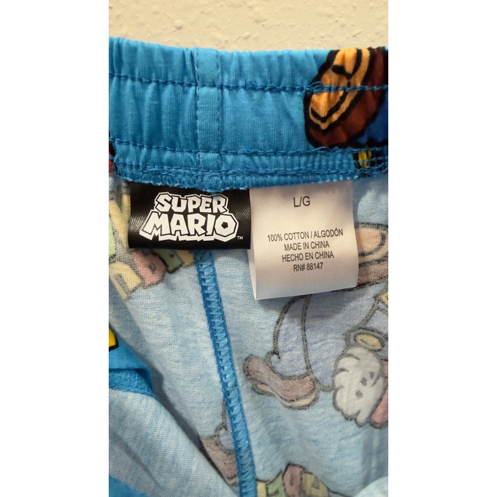 NWT Super Mario Men's Pajama Pants Blue Cotton Size Large