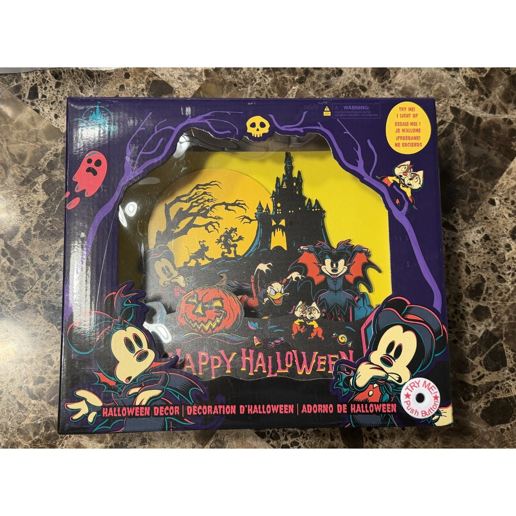 Disney Parks Mickey Mouse Dracula Halloween Light-Up 3D Sign NIB