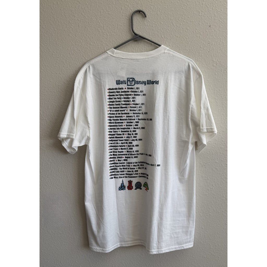 NWT Walt Disney World Attractions Opening Dates Graphic Tee Adult Size Large
