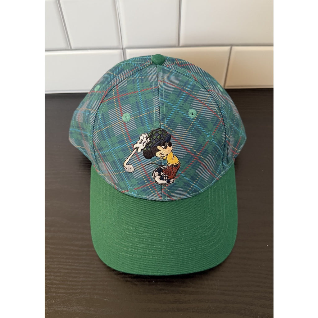 Disney Parks Plaid Mickey Mouse Golfer Baseball Cap Hat - NEW