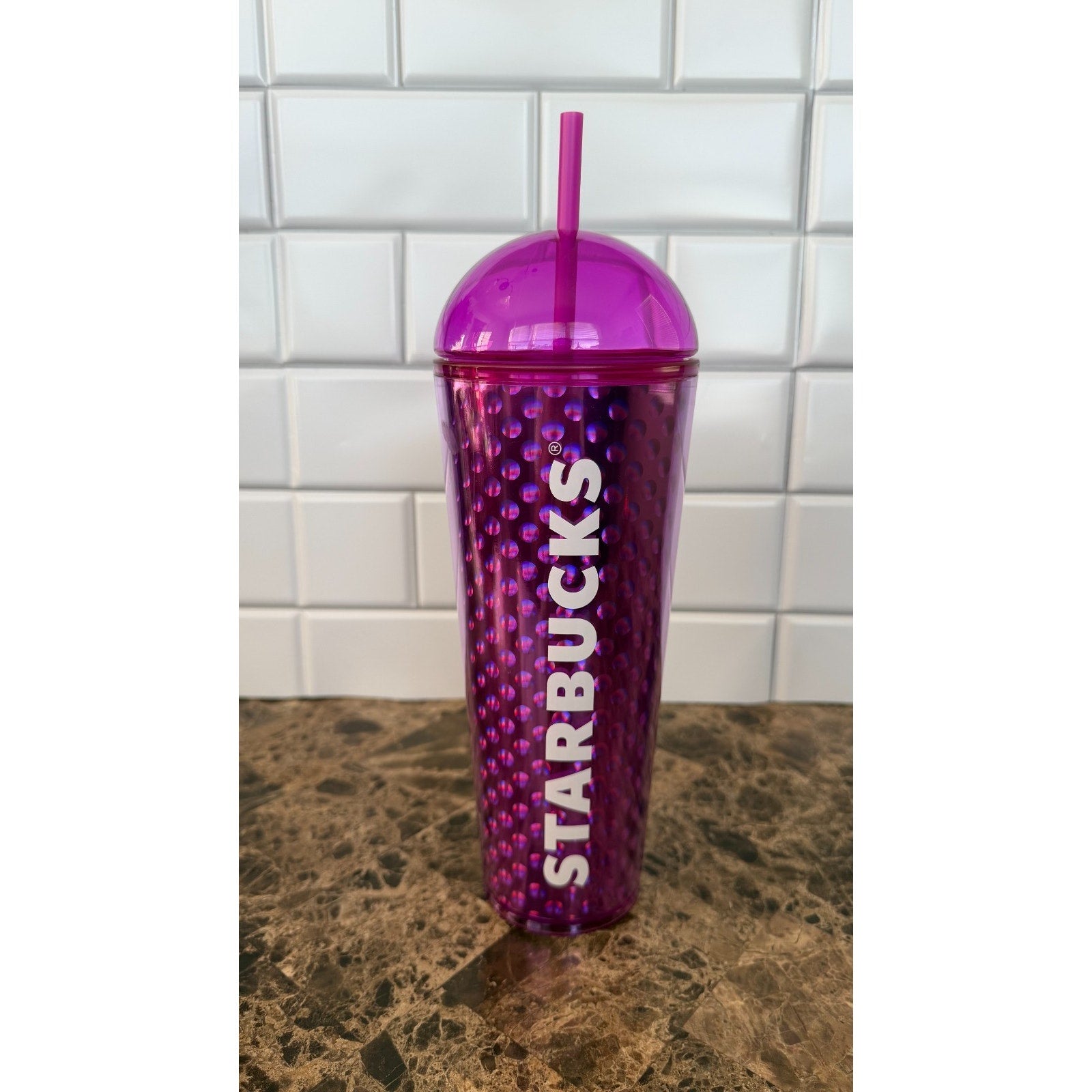 Starbucks Summer 2024 Purple Holographic Dots Dome Lid Tumbler 24oz NEW