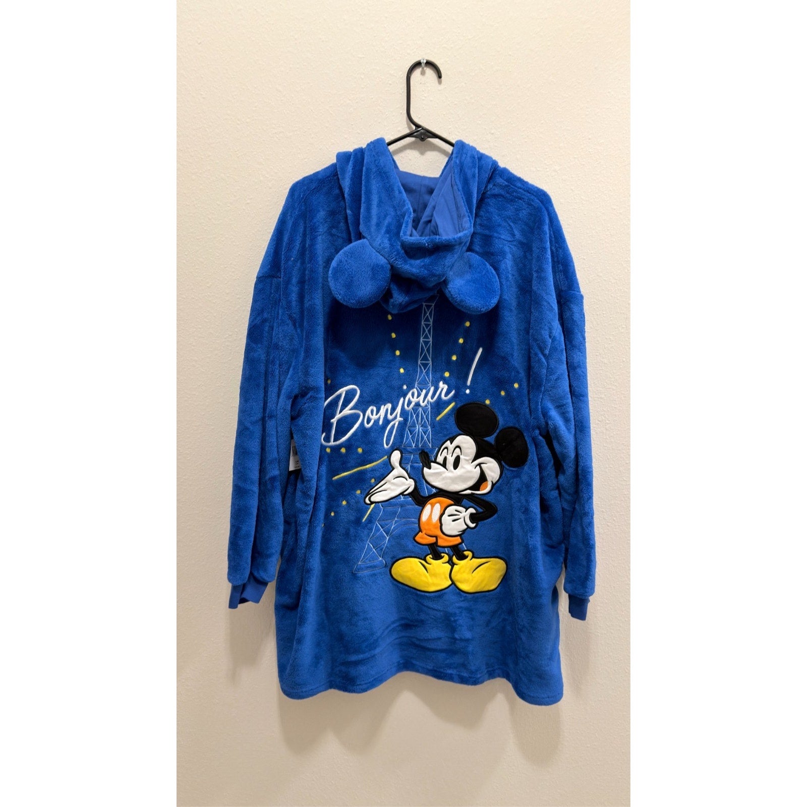 NEW Disneyland Paris "Bonjour Mickey" Oversized Fleece Hoodie - L/XL