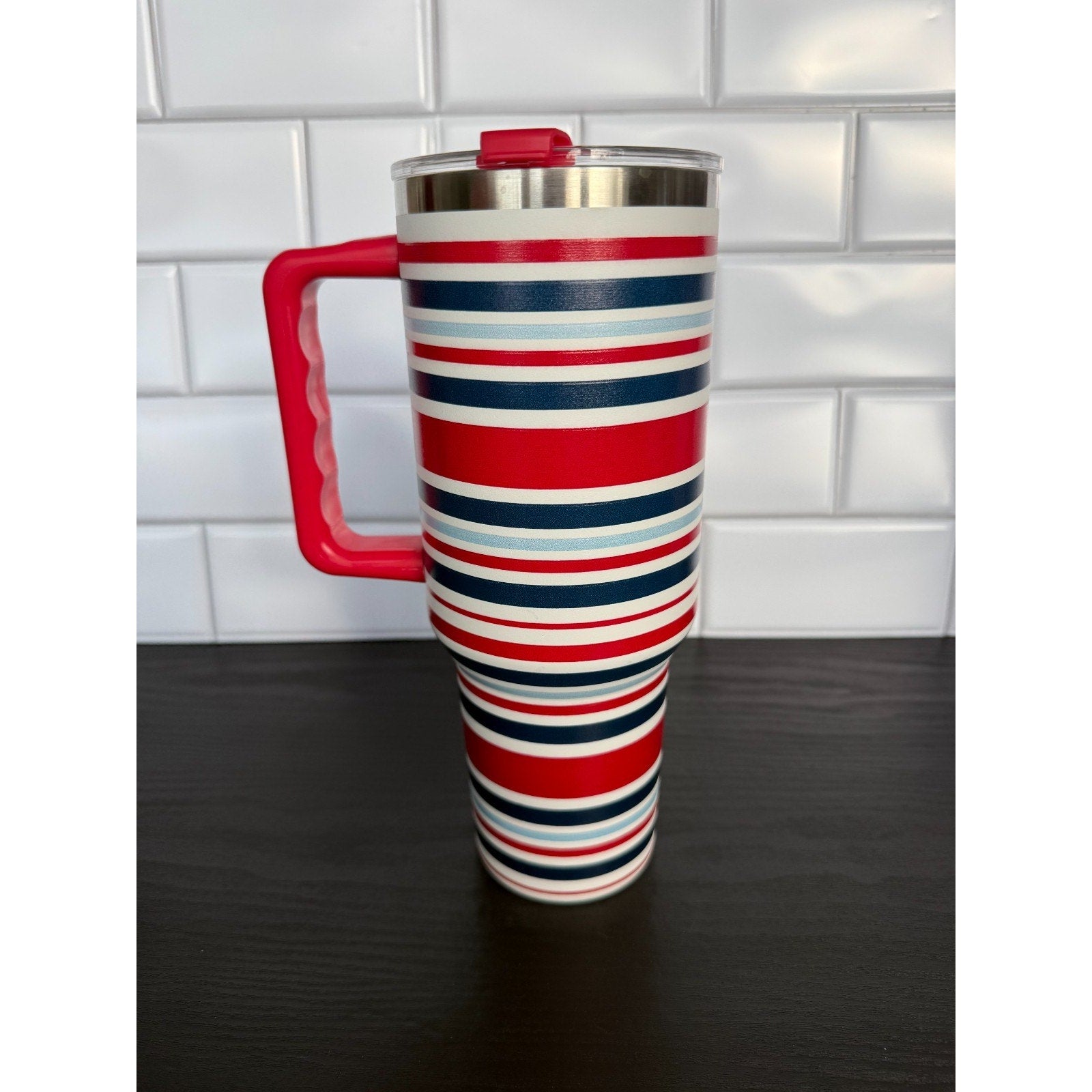 Ashland 40oz Stainless Steel Insulated Tumbler - Red/White/Blue Stripe NEW