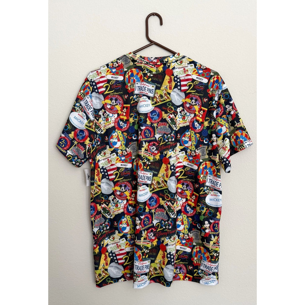 NEW Disney Parks Pin Trading 25th Anniversary Allover T-Shirt Large