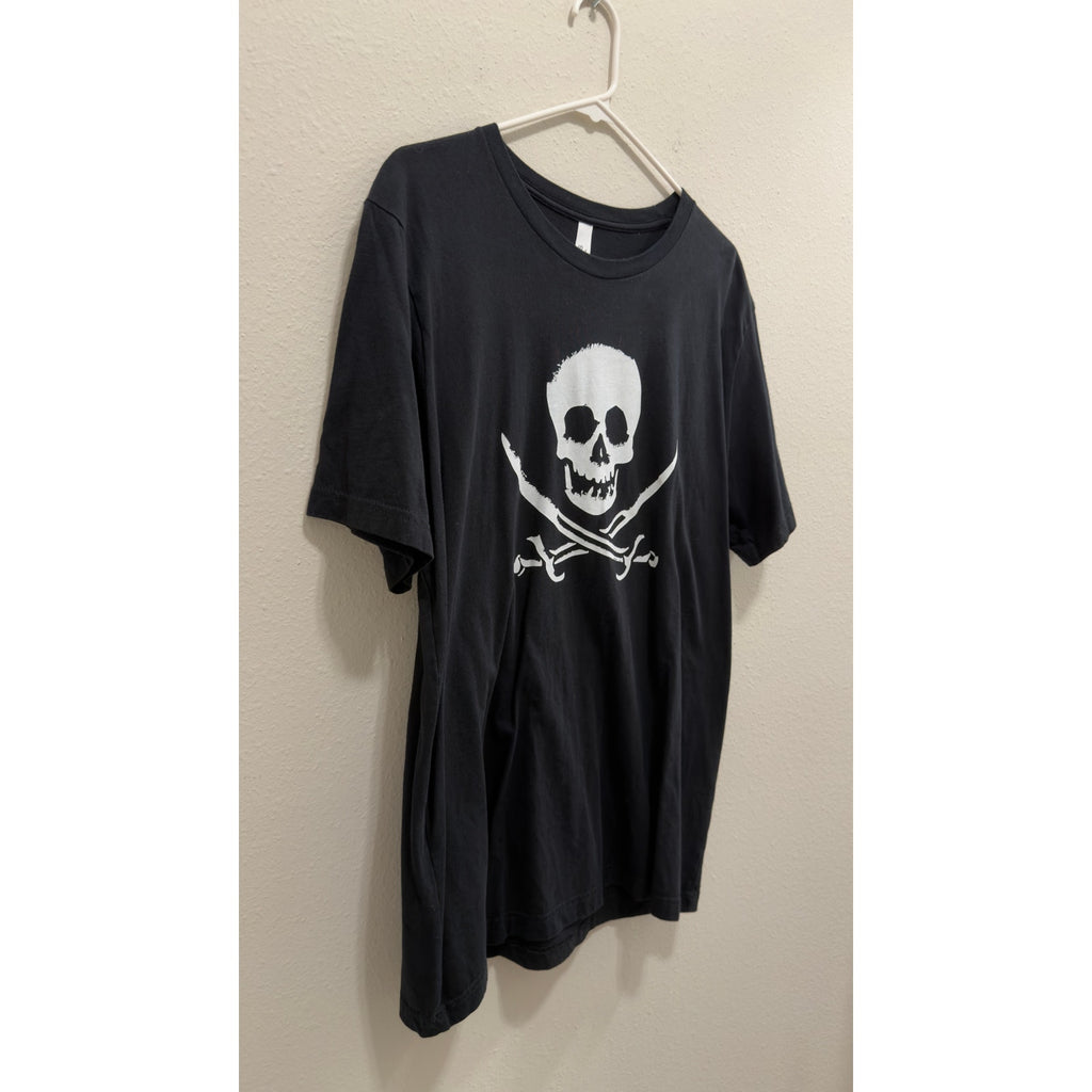 Bella + Canvas Men's Pirate Skull Crossbones Graphic Tee Shirt Black Size XL