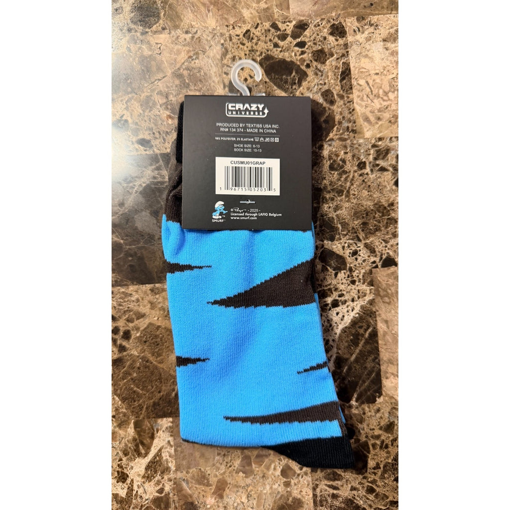 Smurfs Novelty Crew Socks 1 Pair Size 9-13 NWT