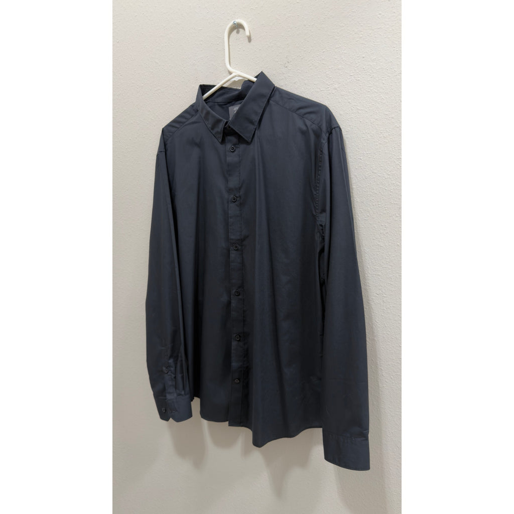 H&M Men's XL Black Slim Fit Easy Iron Long Sleeve Dress Shirt