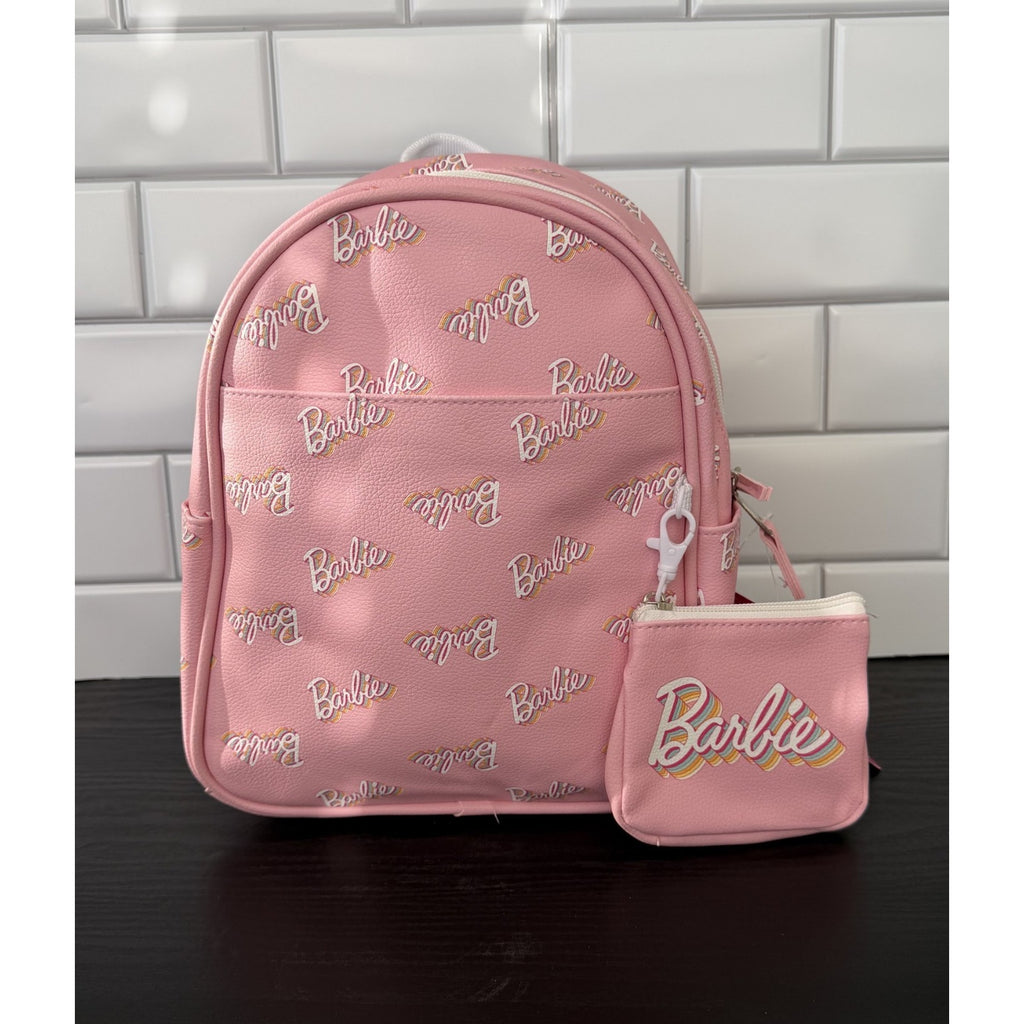 NEW Barbie Pink Logo Mini Backpack and Coin Purse Set