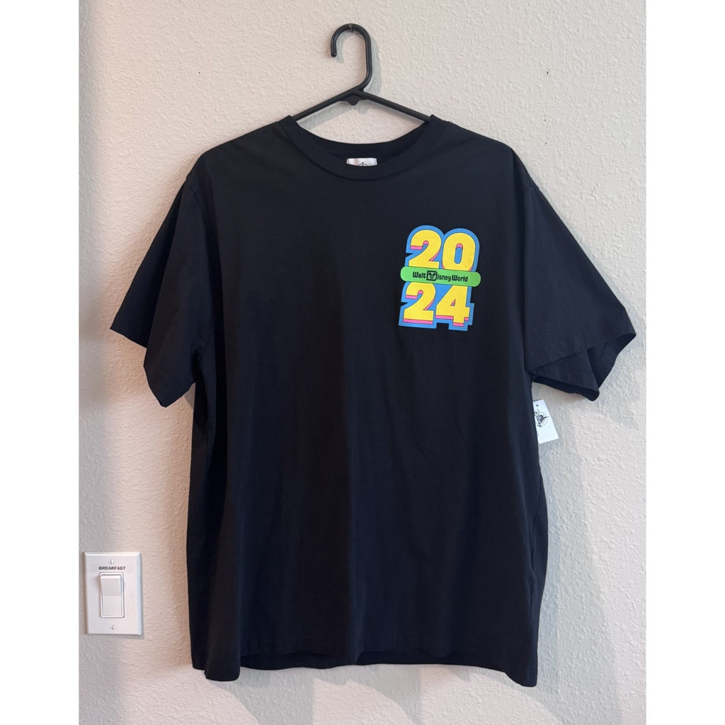 Disney Parks 2024 Mickey Neon Logo Adult T-Shirt X-Large