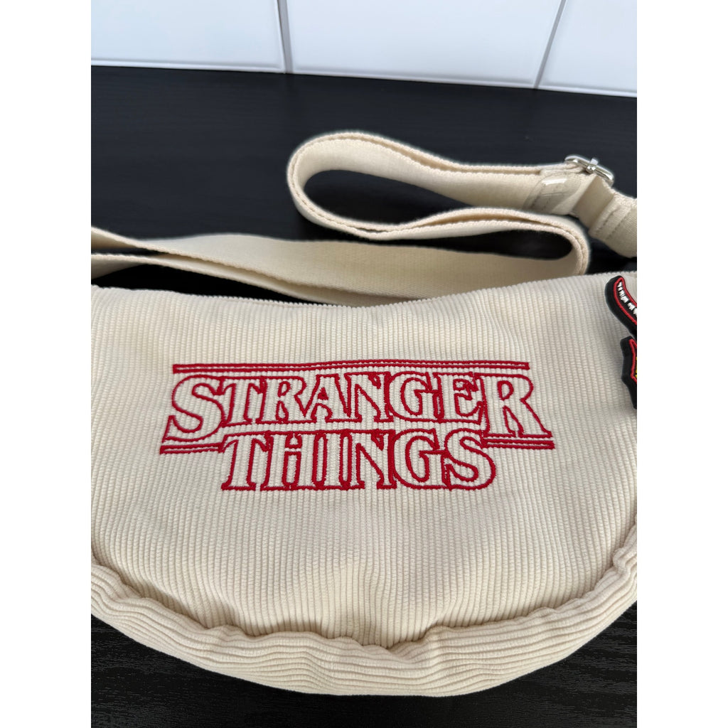 Primark Stranger Things Corduroy Crossbody Bag Hellfire Club Charm NWT