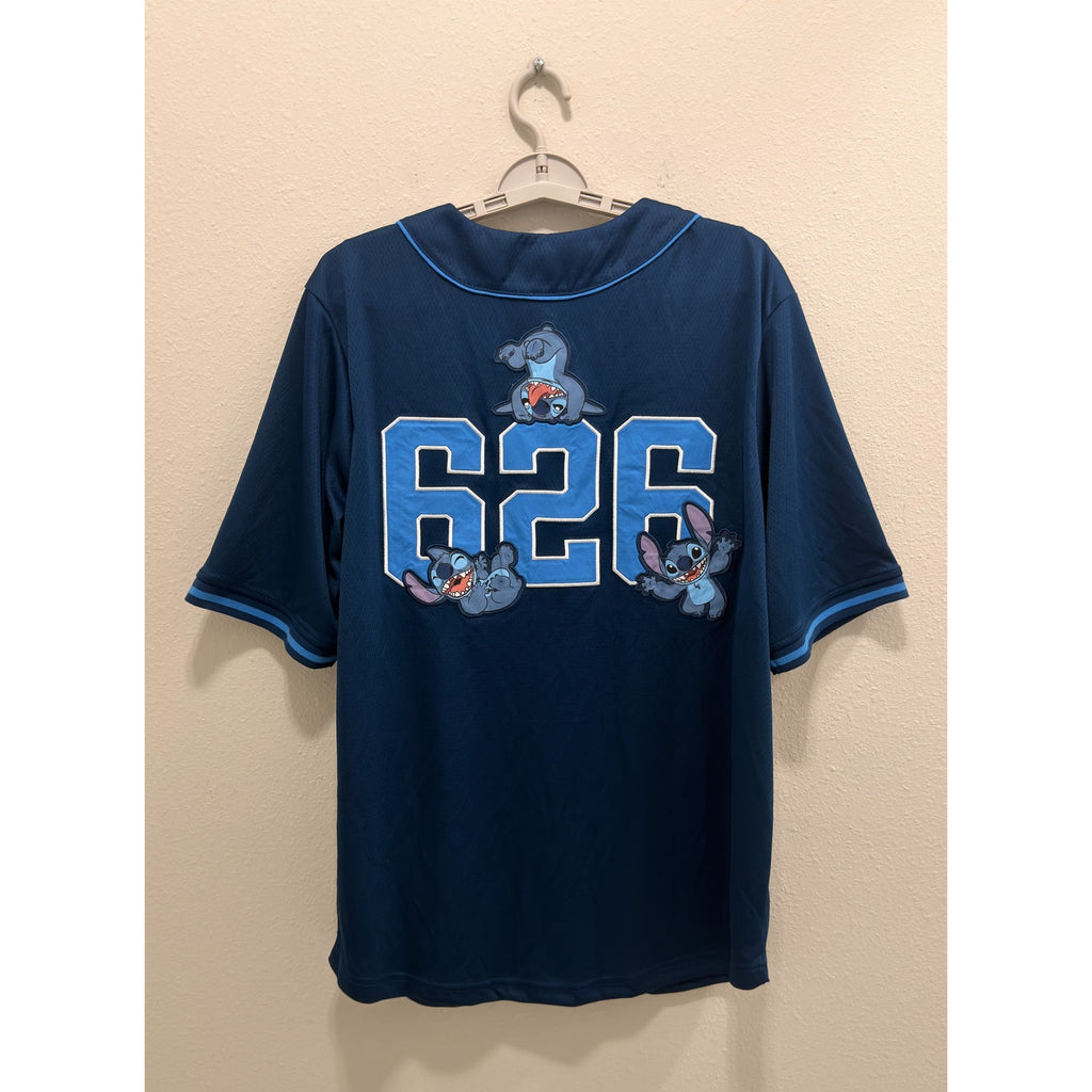 Disney Walt Disney World Stitch Experiment 626 Adults Baseball Jersey Large NWT