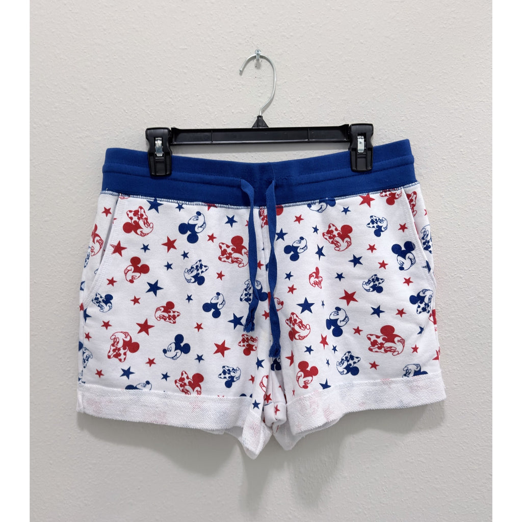 Disney Mickey Minnie Mouse Americana Knit Shorts Women's Large Patriotic NWT