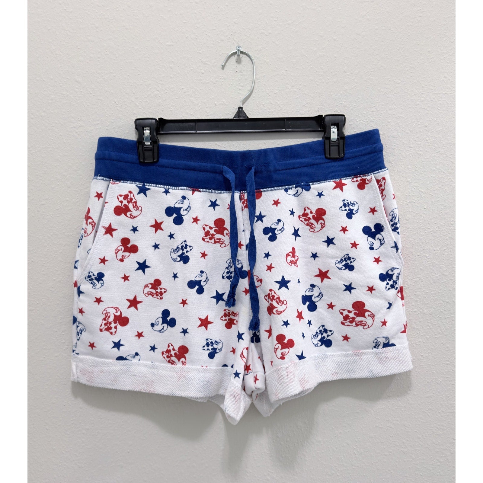 Disney Mickey Minnie Mouse Americana Knit Shorts Women's Large Patriotic NWT