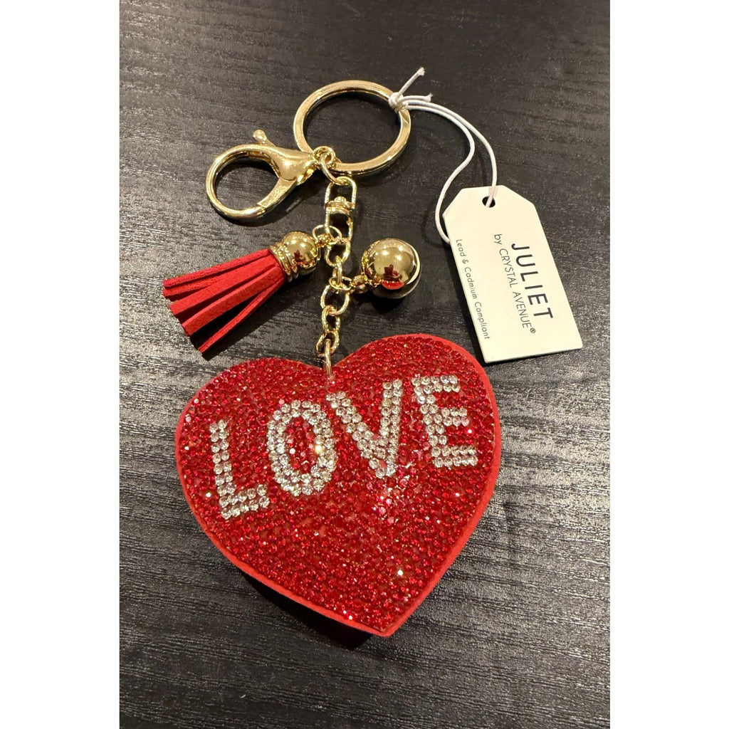 NEW Red Rhinestone Crystal Heart Keychain & Bag Charm