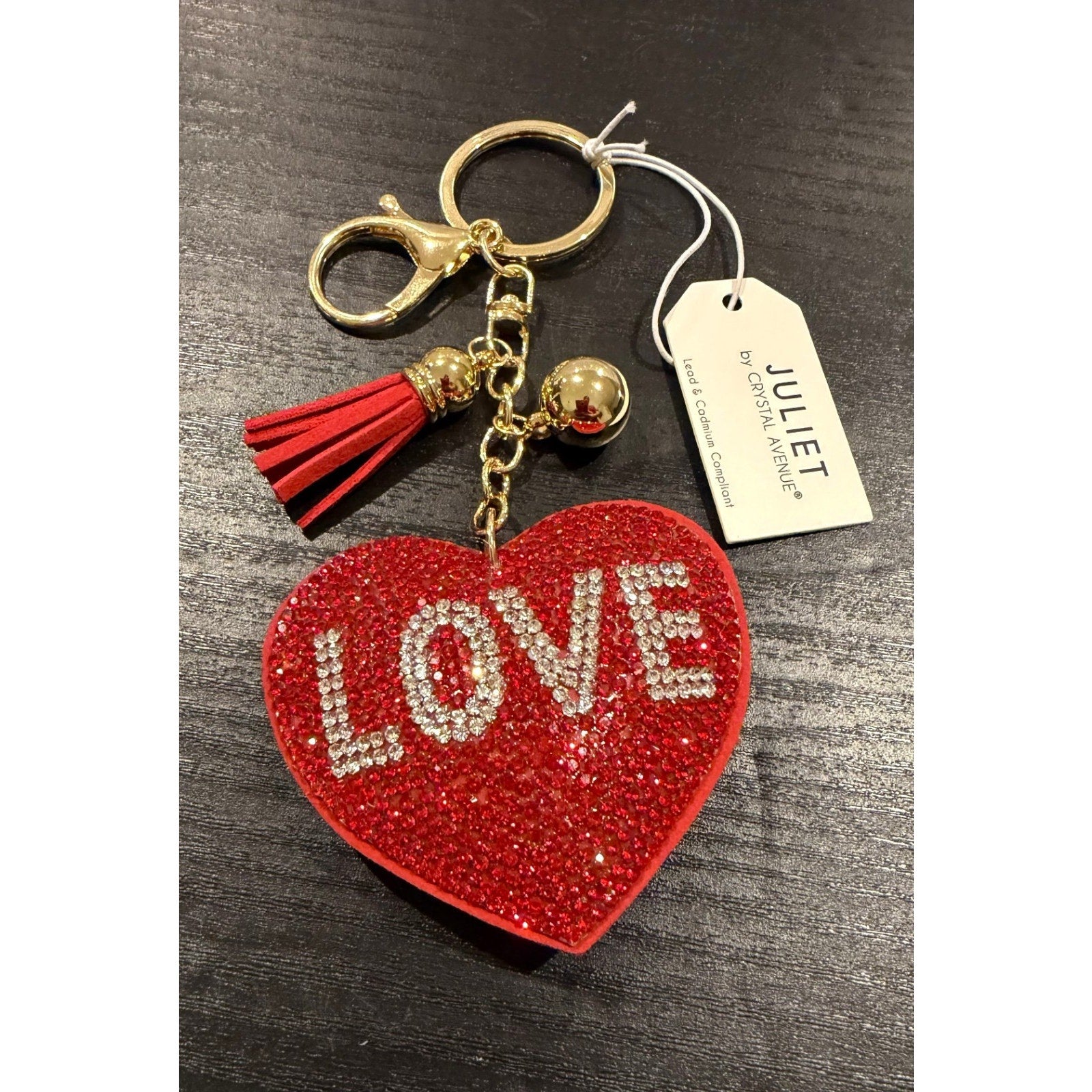 NEW Red Rhinestone Crystal Heart Keychain & Bag Charm
