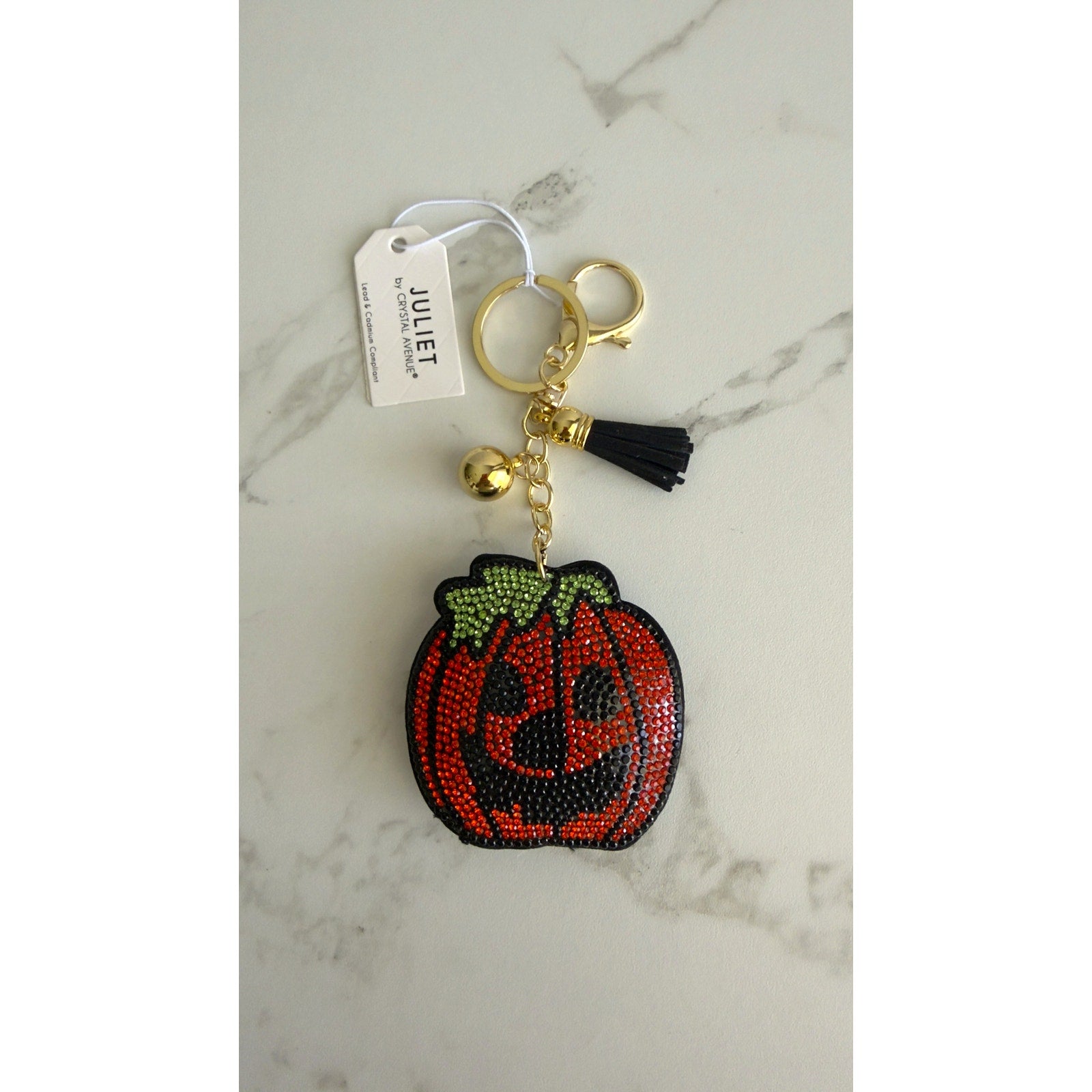 Juliet Crystal Avenue Rhinestone Jack o lantern Keychain Charm NWT