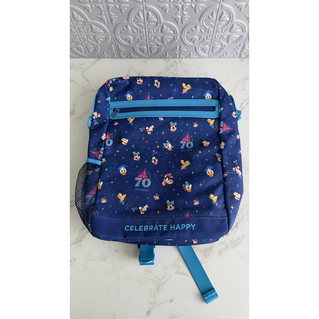 Disneyland 70th Anniversary Celebrate Happy Blue Characters Backpack NWT
