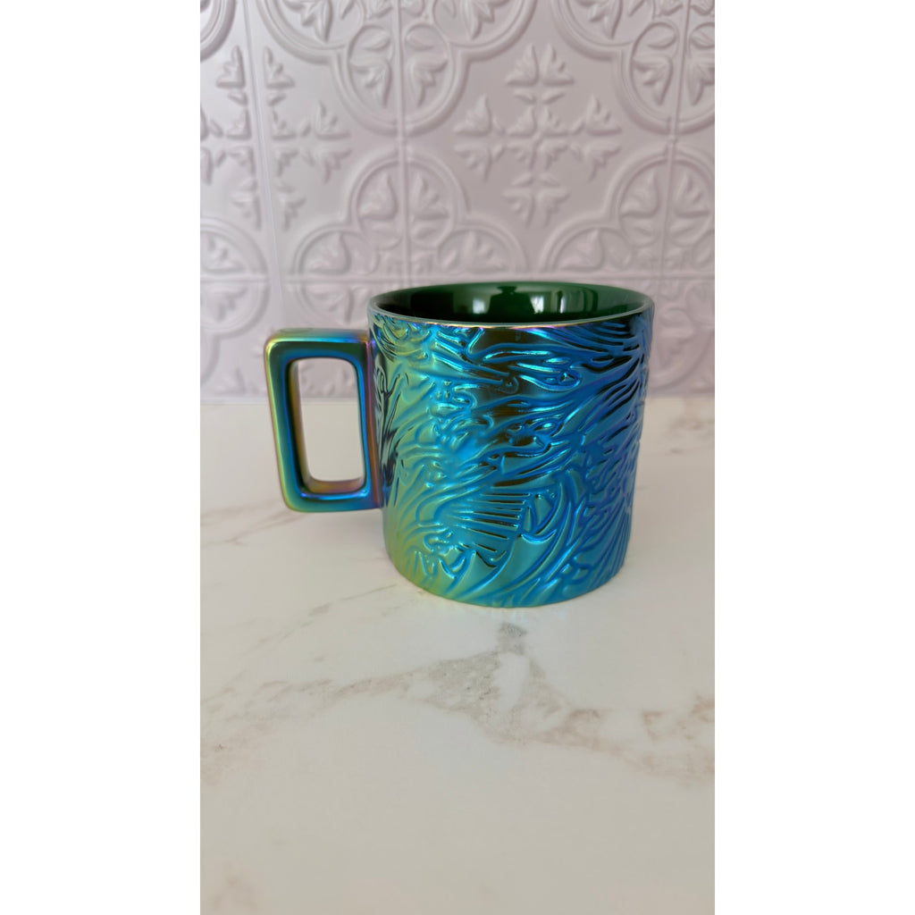 Starbucks 2024 Anniversary Siren Mermaid Tail Iridescent Green Ceramic Mug 14oz