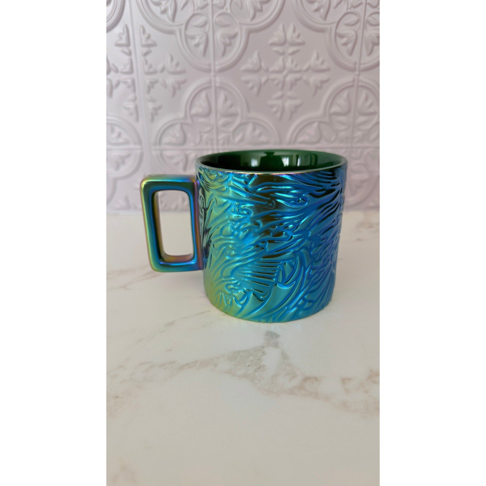 Starbucks 2024 Anniversary Siren Mermaid Tail Iridescent Green Ceramic Mug 14oz
