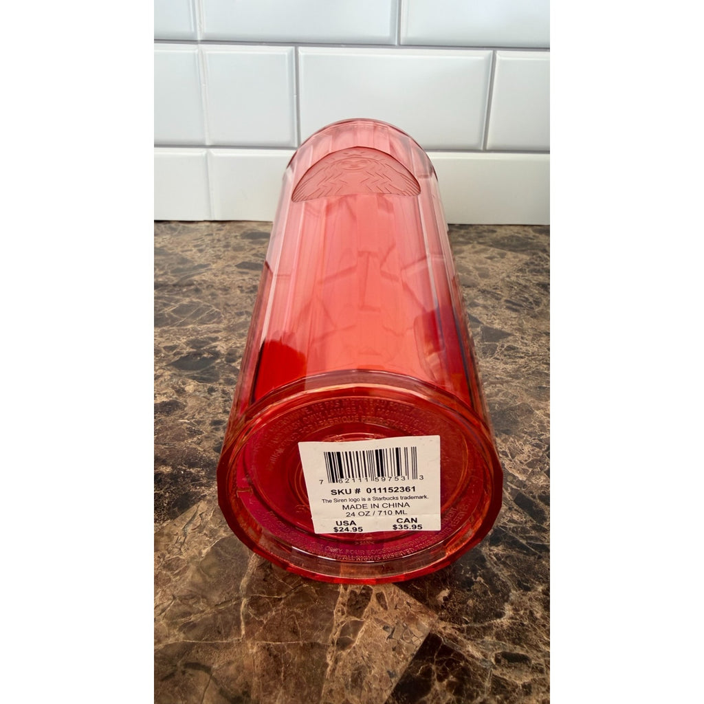 NEW Starbucks 24oz Red And Purple Kaleidoscope Tumbler Venti Cold Cup Dome Lid