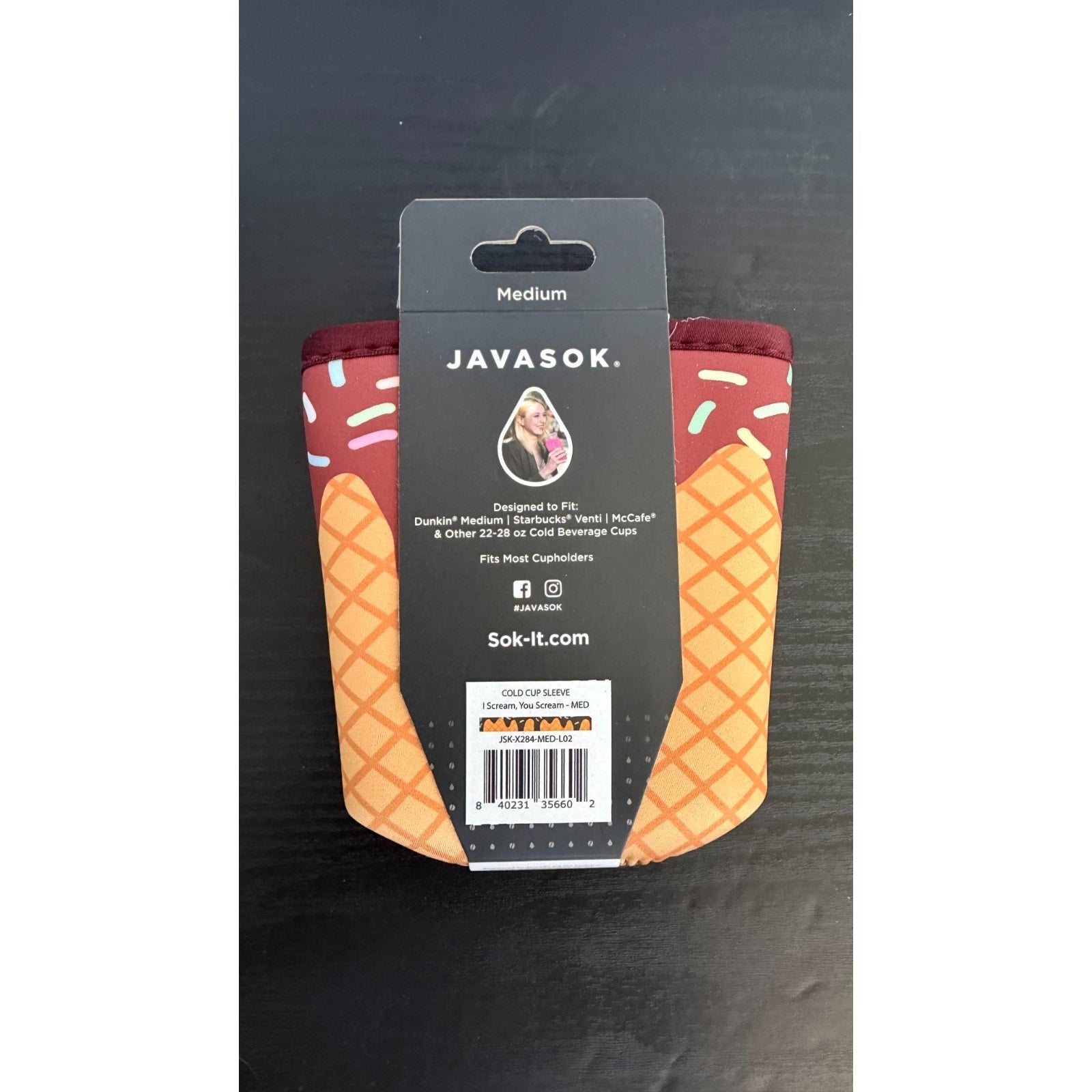 JavaSok "I Scream You Scream" Iced Coffee Sleeve - Medium 22-28oz NWT