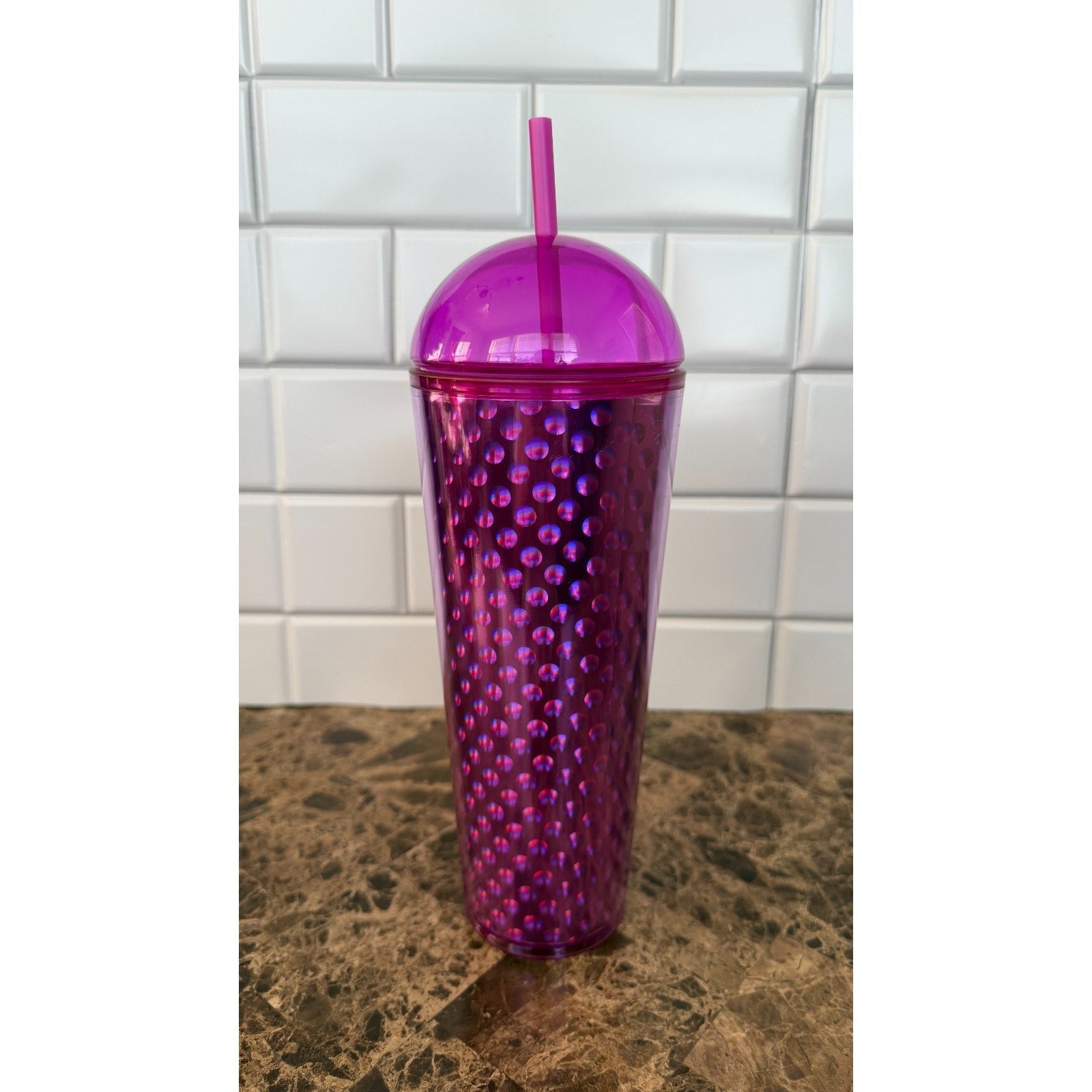 Starbucks Summer 2024 Purple Holographic Dots Dome Lid Tumbler 24oz NEW