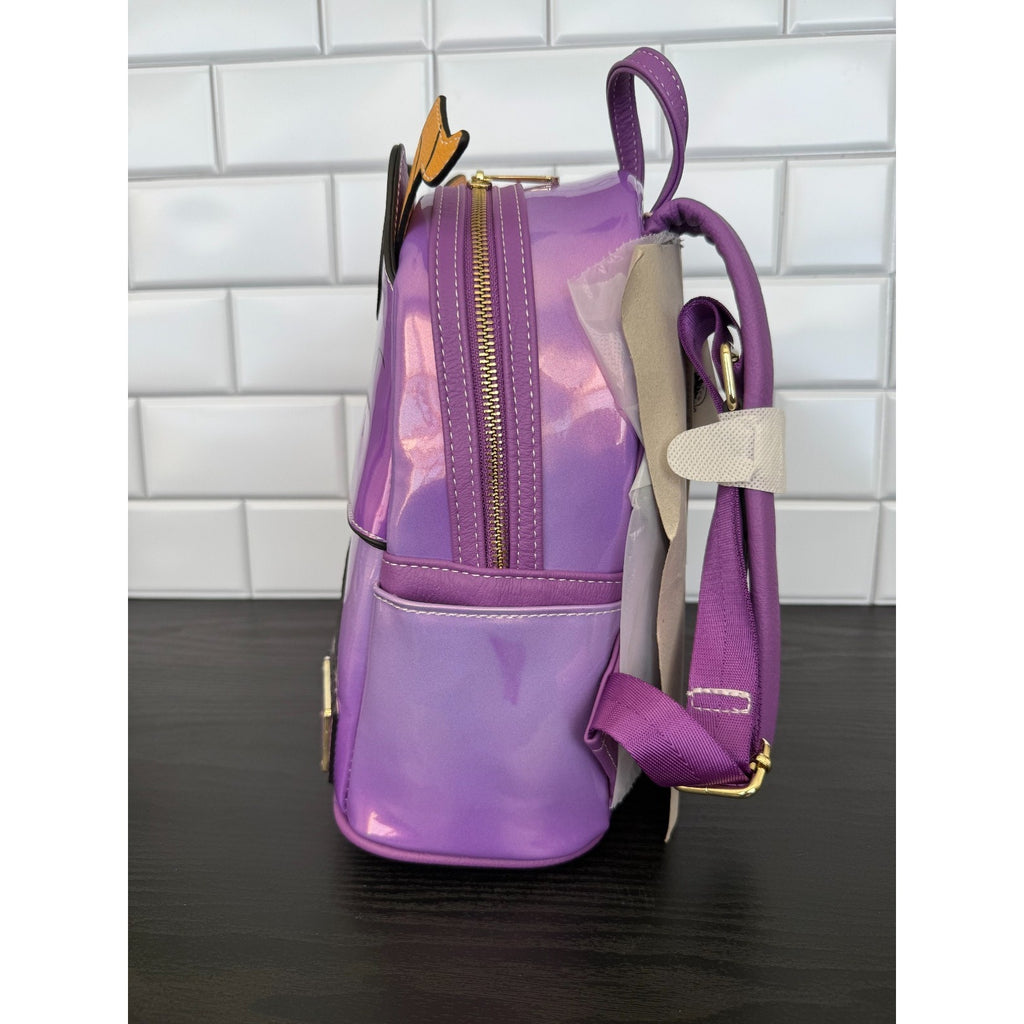 Disney parks Epcot purple holographic Figment Loungefly cosplay backpack NWT