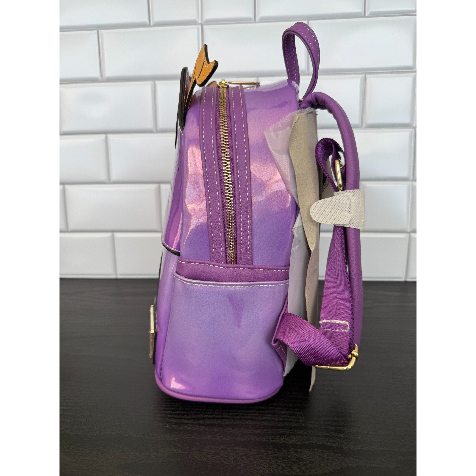 Disney parks Epcot purple holographic Figment Loungefly cosplay backpack NWT