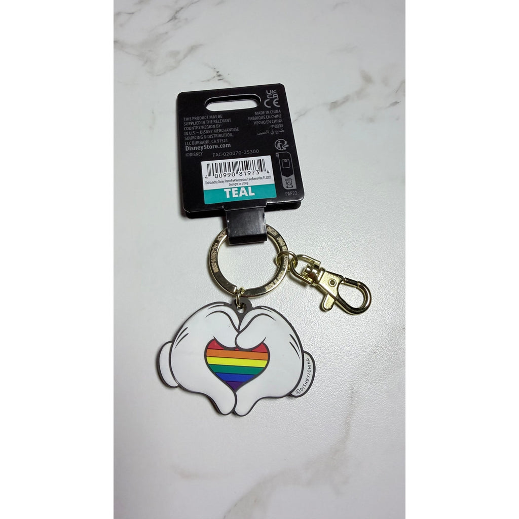 Disney Parks Mickey Mouse Heart Hands Keychain Pride Collection NWT