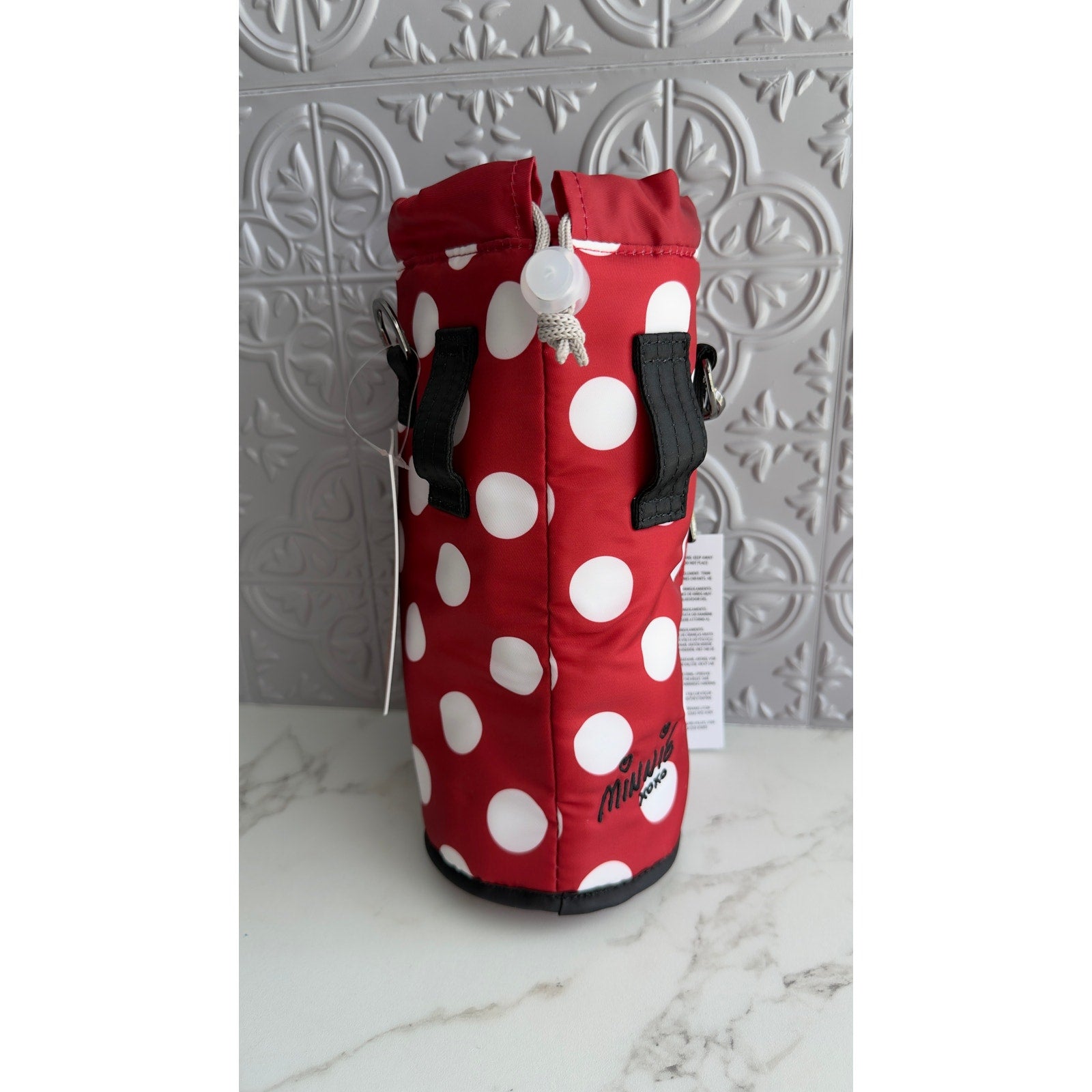 Disney Parks Lug Minnie Mouse Polka Dot Water Bottle Holder Bag Crossbody NEW