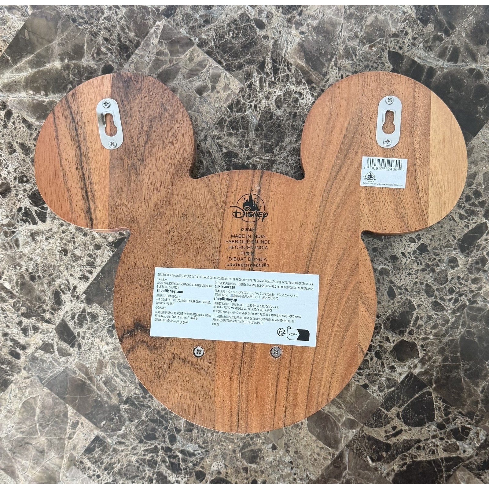 Disney Parks Mickey Mouse Icon Shaped Wood Decorative Wall Hook NEW