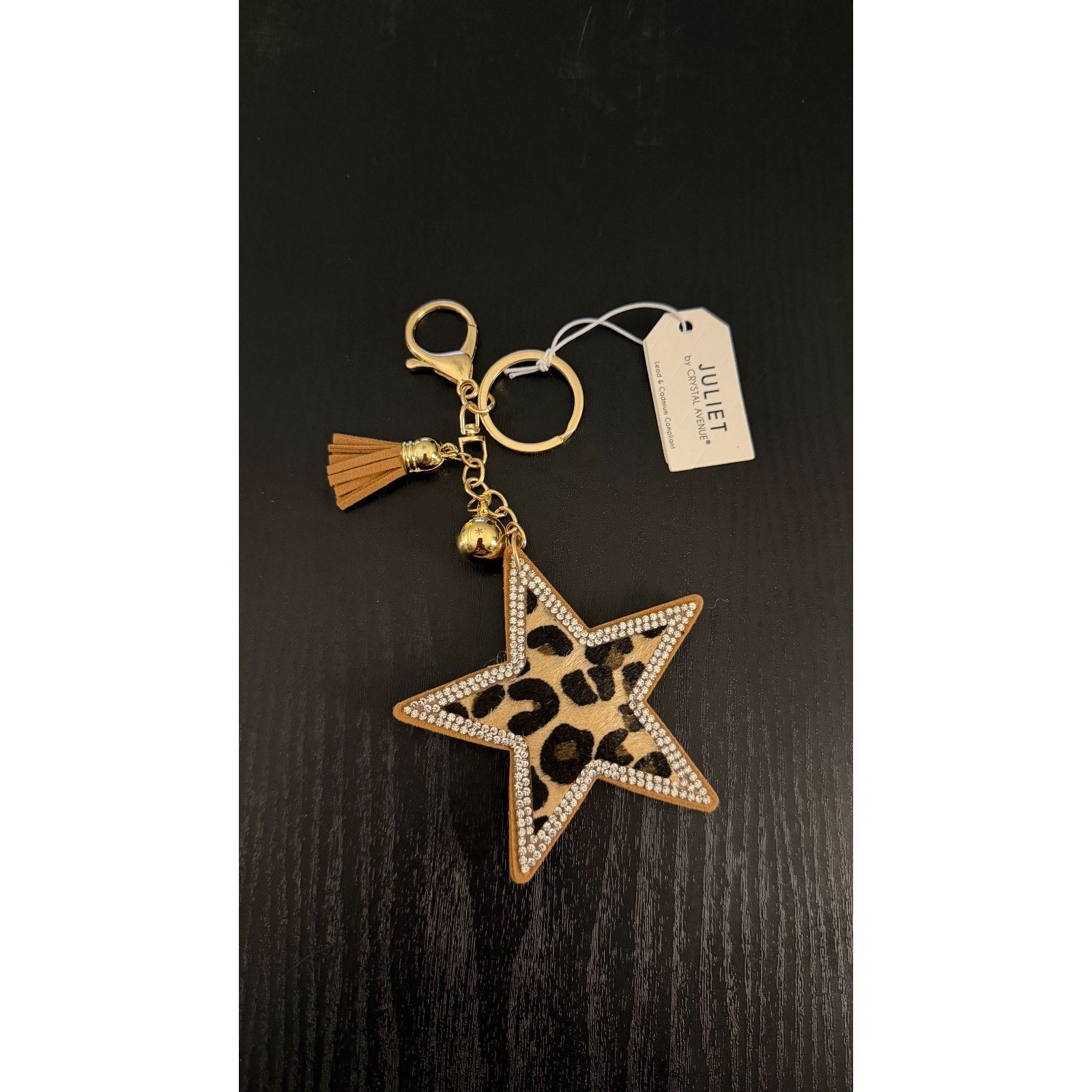 NEW Juliet Suede Star Keychain with Gold Hardware and Tassel