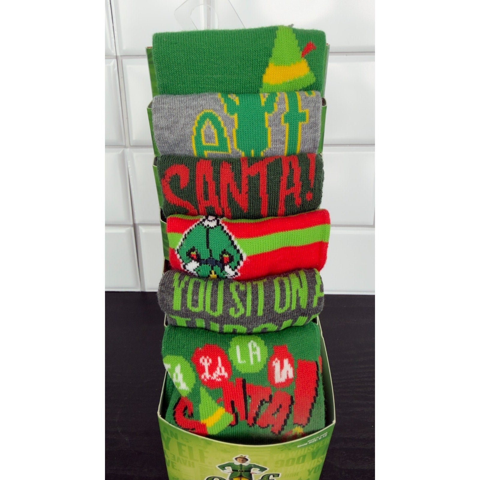 Elf Buddy The Elf Men's Crew Socks (6-Pack) Size 8-12 NEW