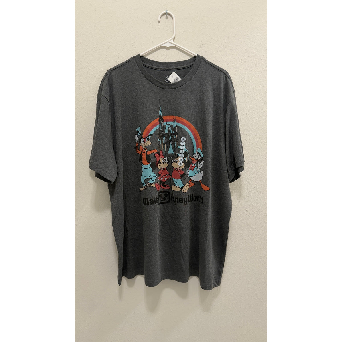Disney Parks WDW Mickey & Friends Rainbow Cinderella Castle Tee Charcoal XL NWT