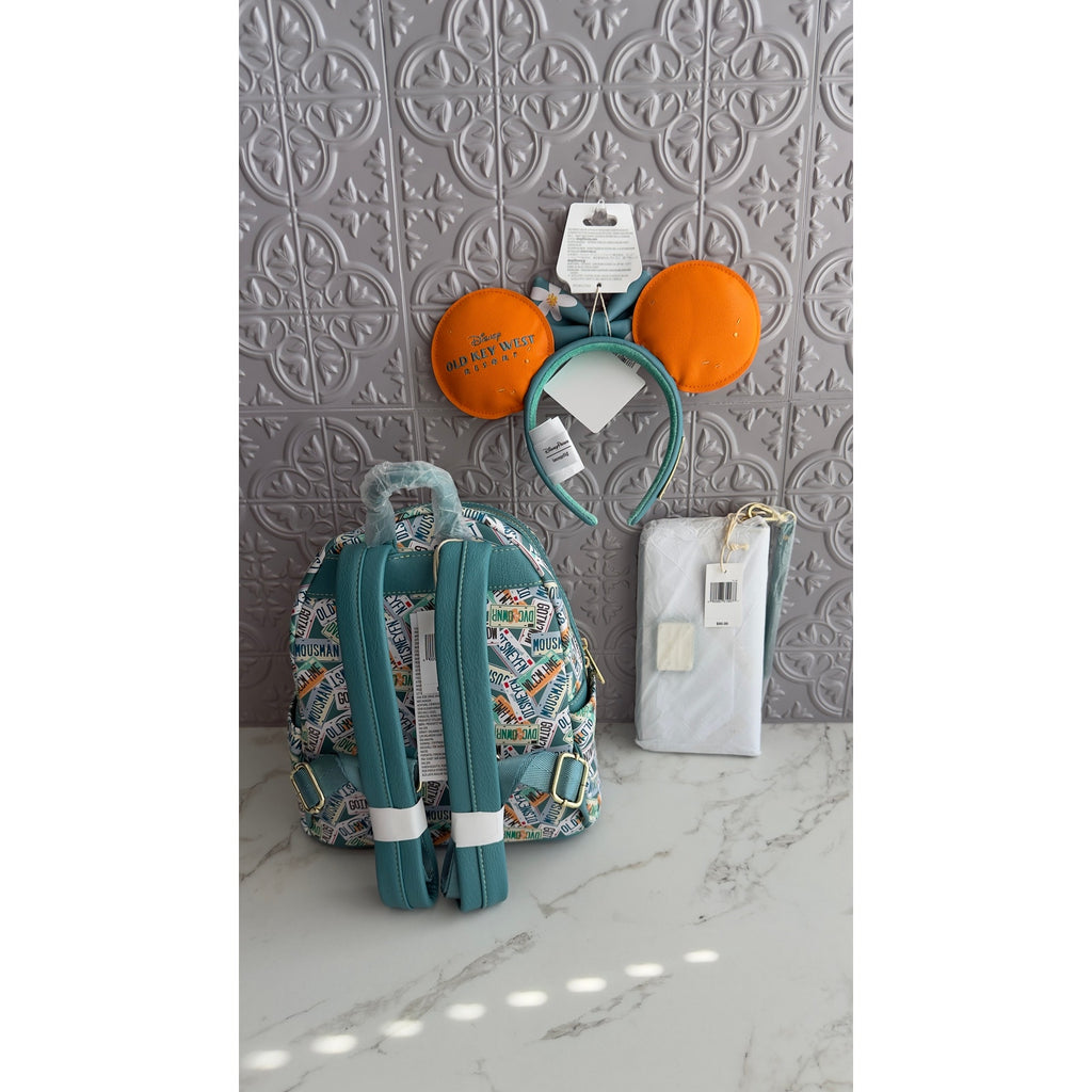 Disney Old Key West Resort Loungefly Mini Backpack Scented Ears & Wallet Set NWT