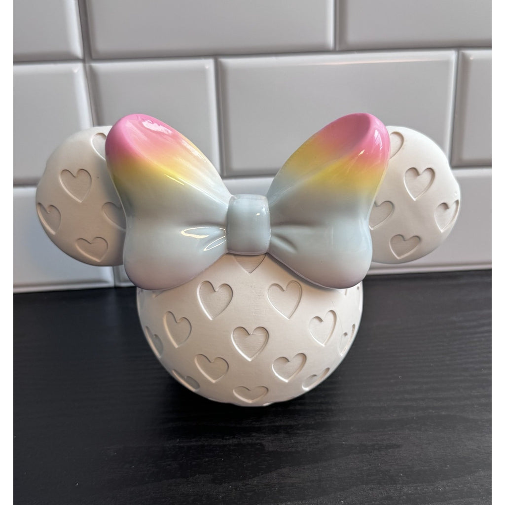 Disney Minnie Mouse Rainbow Bow Pencil Cup Holder - NEW (Damaged Ear)