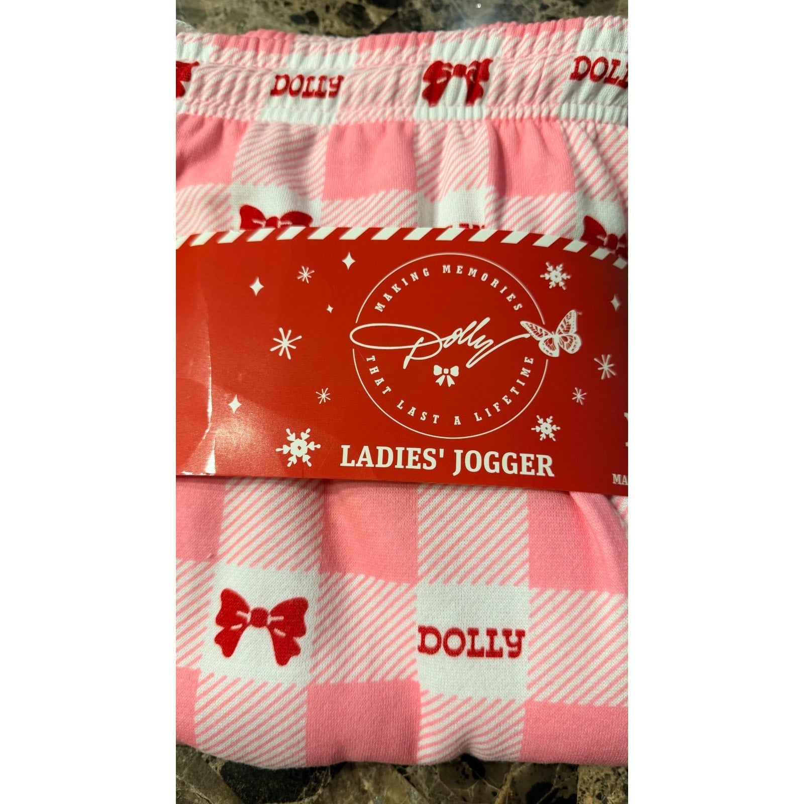NEW Dolly Parton "Bows & Checks" Jogger Pajama Pants – Adult XL