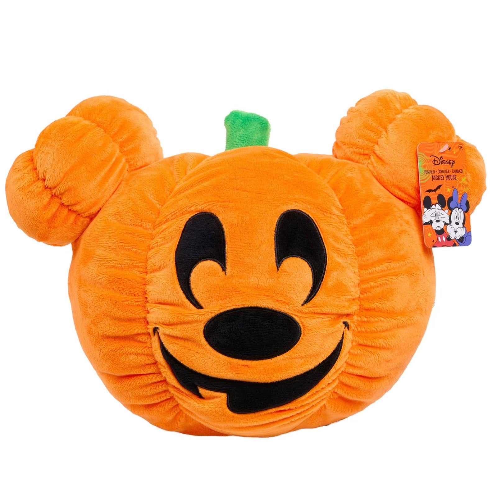 Disney Halloween Mickey Mouse 14" Pumpkin Head Plush Pillow NEW