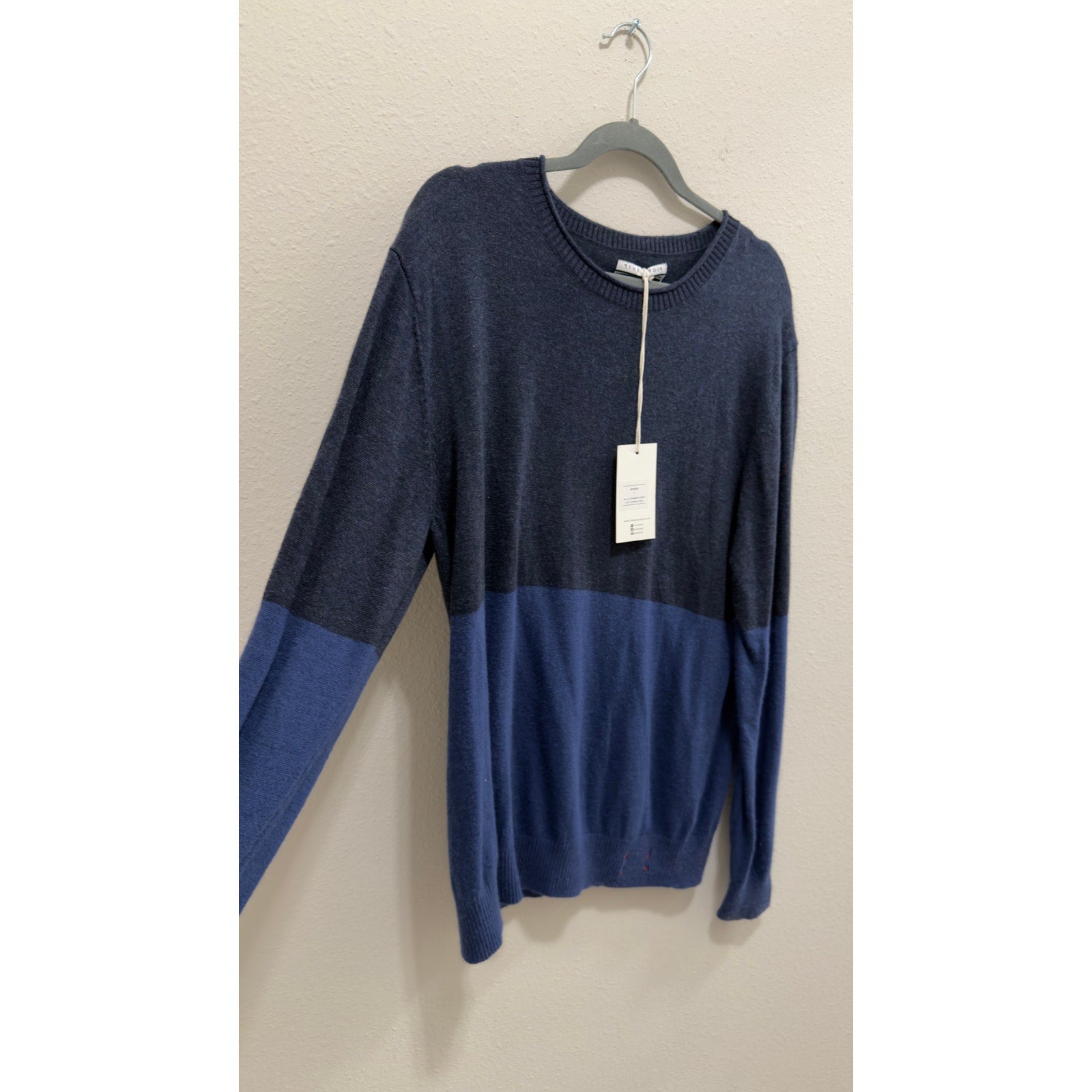 Five Four Men's Colorblock Long Sleeve Crewneck Sweater Blue Large NWT